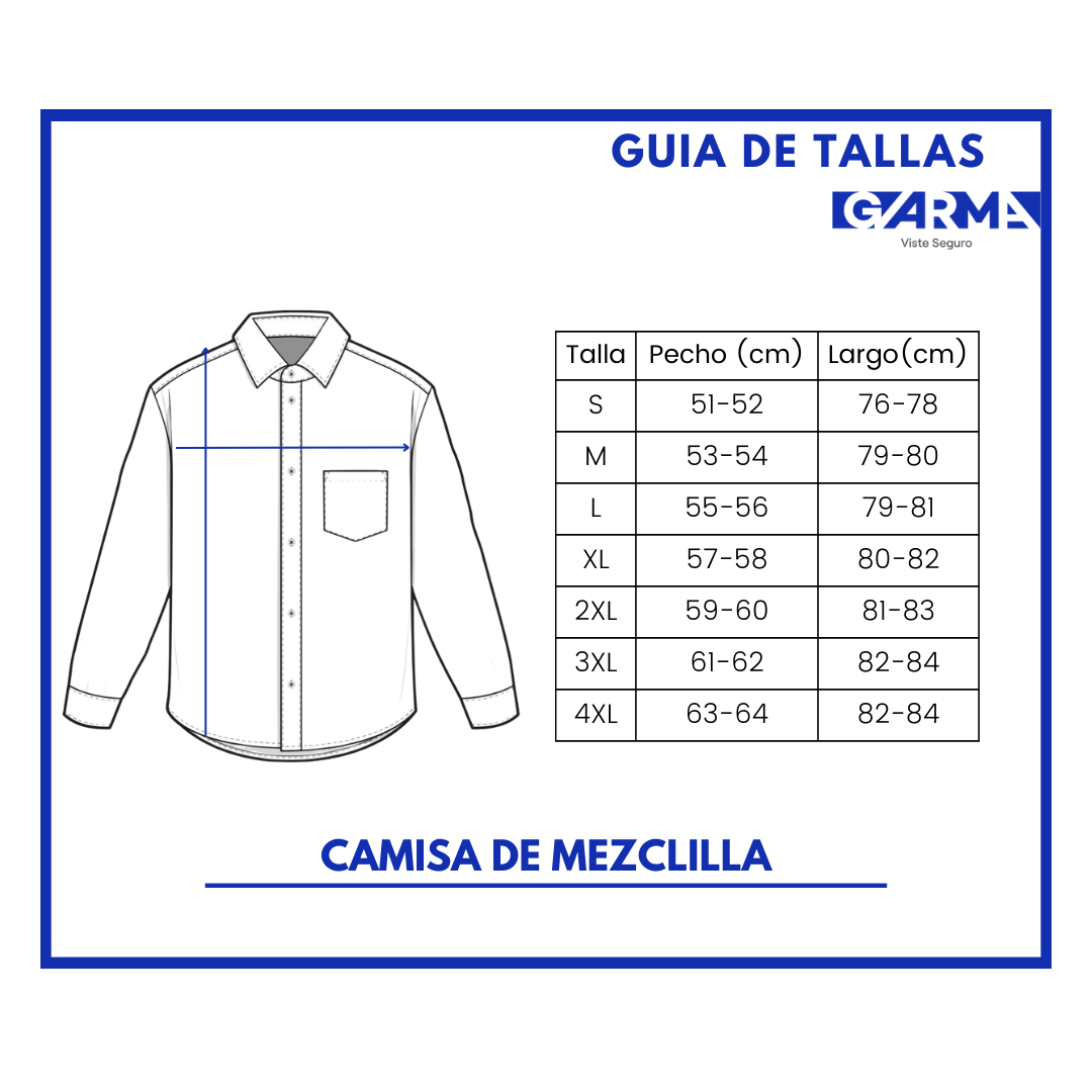 Camisa de Mezclilla 7oz con Cinta Reflejante AG
