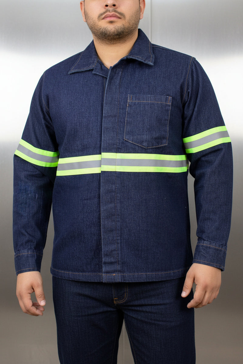 Camisola de Mezclilla Yompa con Cinta Reflejante (14.5oz) A/G