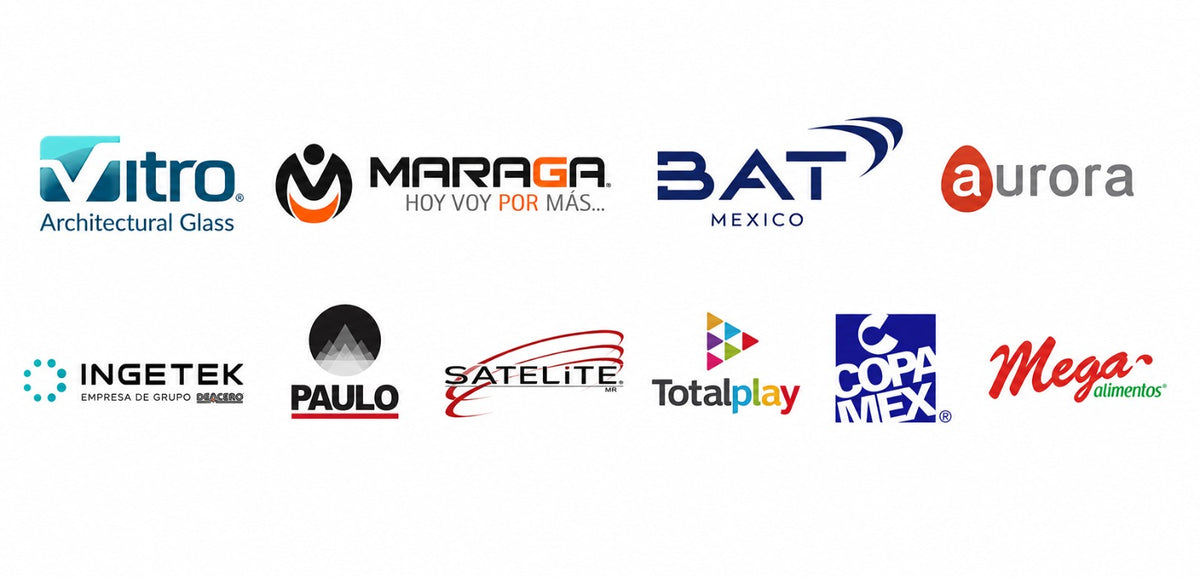 Clientes de Grupo GARMA: Vitro, Maraga, BAT México, Aurora, Ingetek, Paulo, Satélite, Totalplay, Copamex, Mega Alimentos